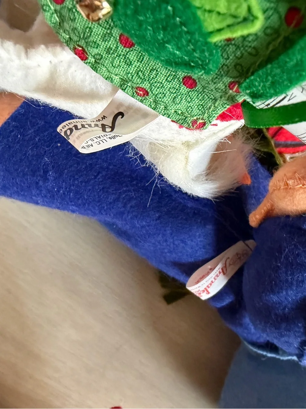 Lot of 3 Vintage Annalee Christmas Drummer Boy / Santa / Reindeer Dolls Felt USA